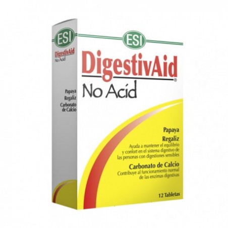 DIGESTIVAID NO ACID 12 COMPRIMIDOS MASTICABLES ESI - 