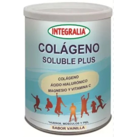 COLÁGENO SOLUBLE PLUS ÁCIDO HIALURÓNICO, MAGNESIO, VITAMINA C VAINILLA 300 GR INTEGRALIA - 