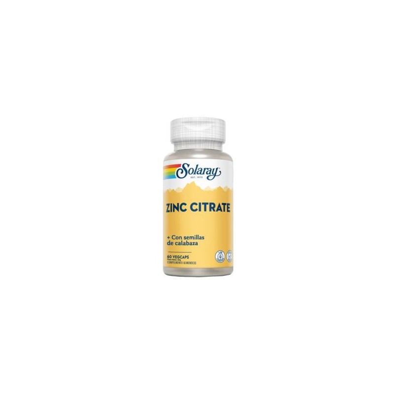 ZINC CITRATE con semilla de calabaza 60cápsulas solaray ZINC CITRATE con semilla de calabaza 60cápsulas solaray