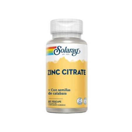 ZINC CITRATE con semilla de calabaza  60cápsulas solaray